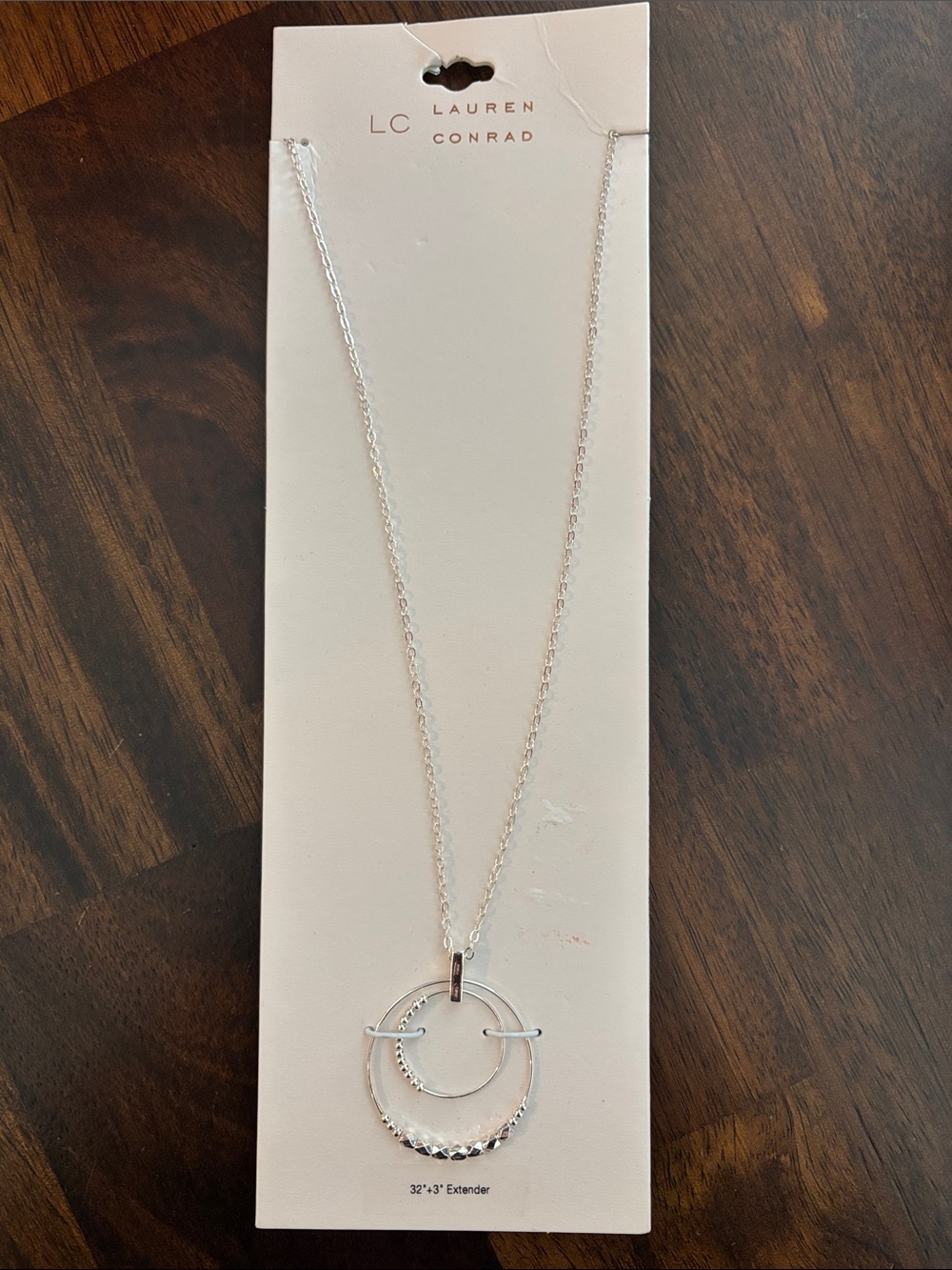 LC Lauren Conrad Silver Double Circle Pendant Necklace